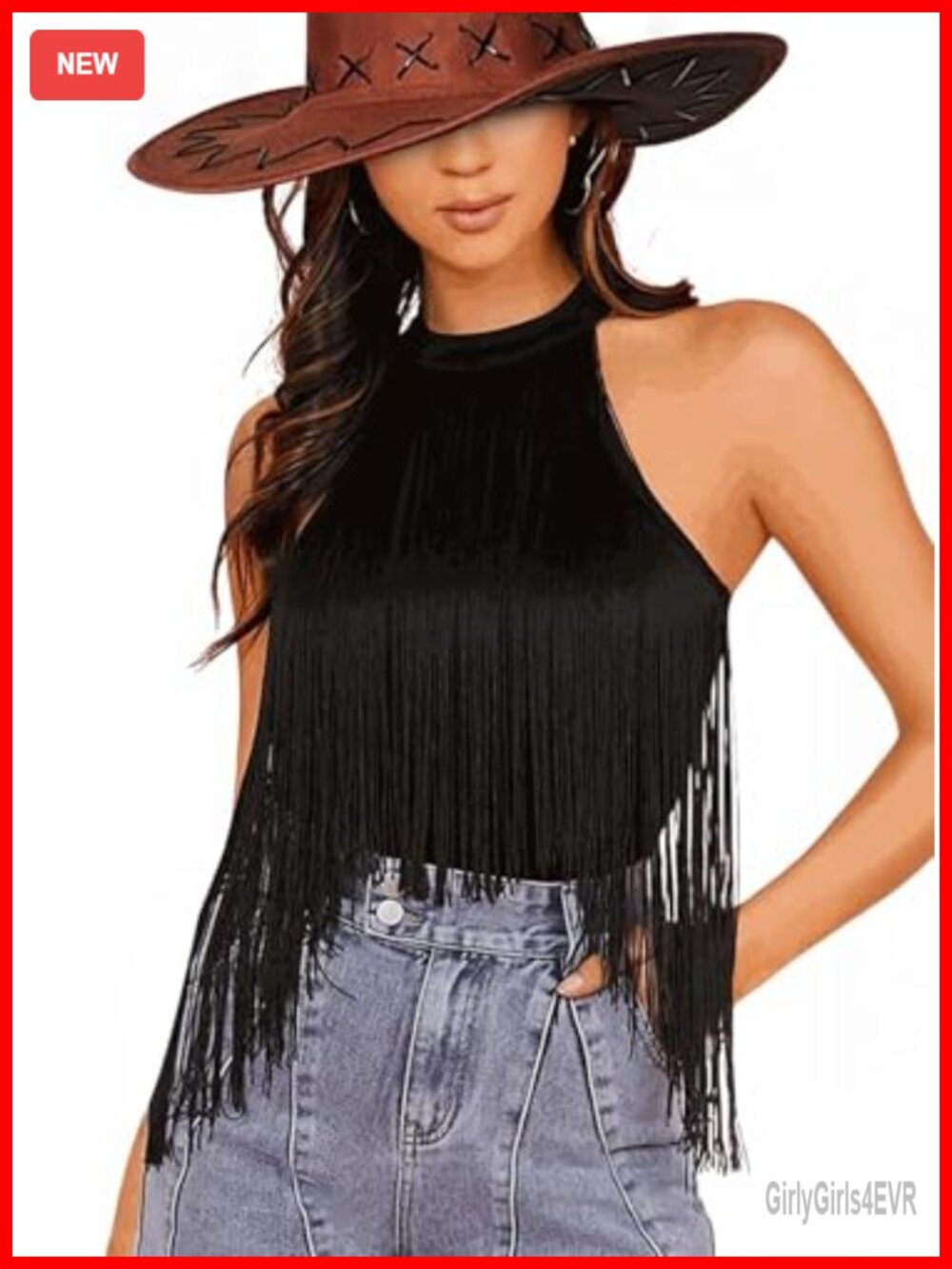 Western Fringe Bodysuit Sleeveless High Neck Tassel Festival Top